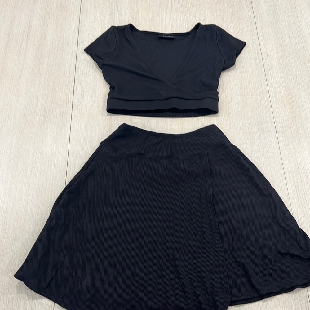 Blackmilk knitted crop top and skirt set